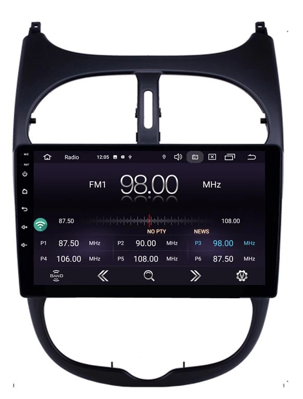 مانیتور اندروید خودرو مدل پژو 206 رام ۲ حافظه ۳۲ +دوربین دنده عقب hd