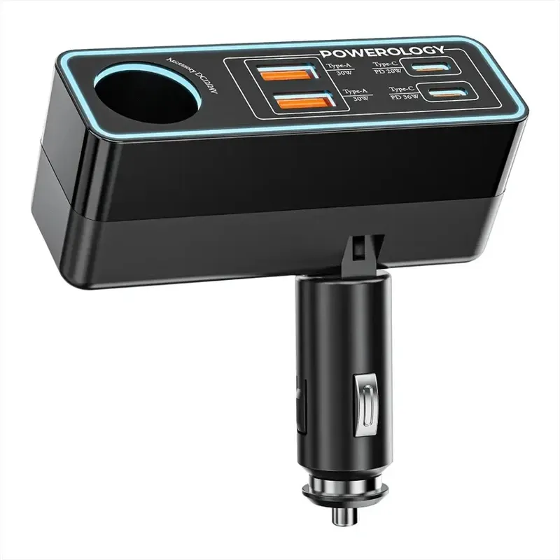 شارژر فندکی 125 وات 5 پورت پاورولوژی مدل Brio 125W PWDA58BK